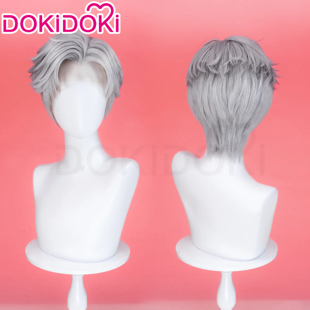 【Ready For Ship】【Front Lace】DokiDoki Game Love and Deepspace Cosplay Sylus Wig / Glasses / Necklace / Brooch / Ear / Tail Men Short Sliver Mullet Defiant Spirit - Image 4