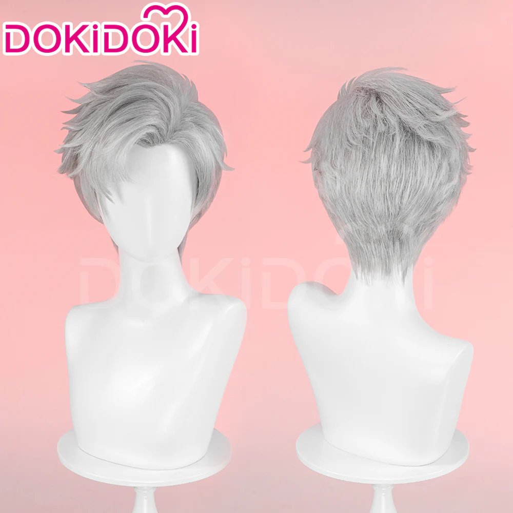 【Ready For Ship】【Front Lace】DokiDoki Game Love and Deepspace Cosplay Sylus Wig / Glasses / Necklace / Brooch / Ear / Tail Men Short Sliver Mullet Defiant Spirit - Image 5
