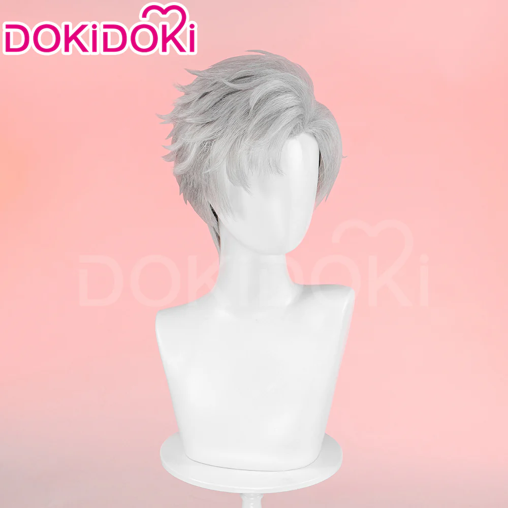 【Ready For Ship】【Front Lace】DokiDoki Game Love and Deepspace Cosplay Sylus Wig / Glasses / Necklace / Brooch / Ear / Tail Men Short Sliver Mullet Defiant Spirit - Image 6