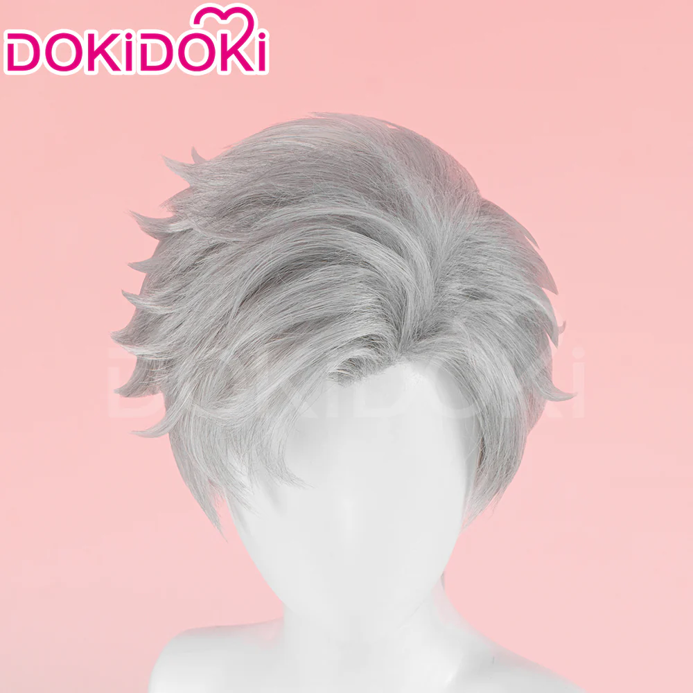 【Ready For Ship】【Front Lace】DokiDoki Game Love and Deepspace Cosplay Sylus Wig / Glasses / Necklace / Brooch / Ear / Tail Men Short Sliver Mullet Defiant Spirit - Image 8