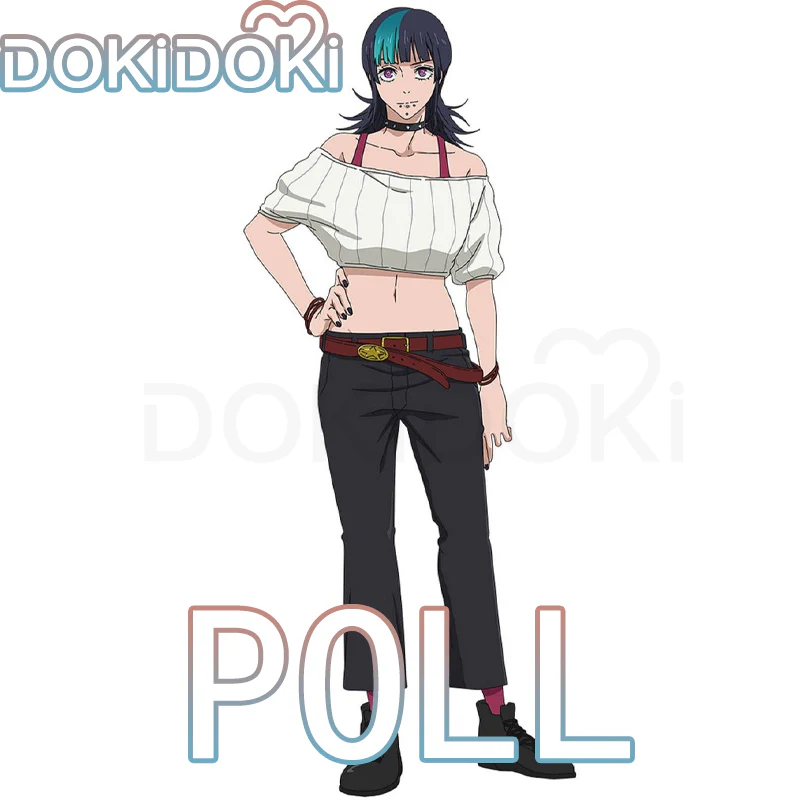 【Poll】$5 Deposit =10% OFF Coupon Dokidoki Anime Cosplay Costume White Off-Shoulder Crop Top Black Jeans