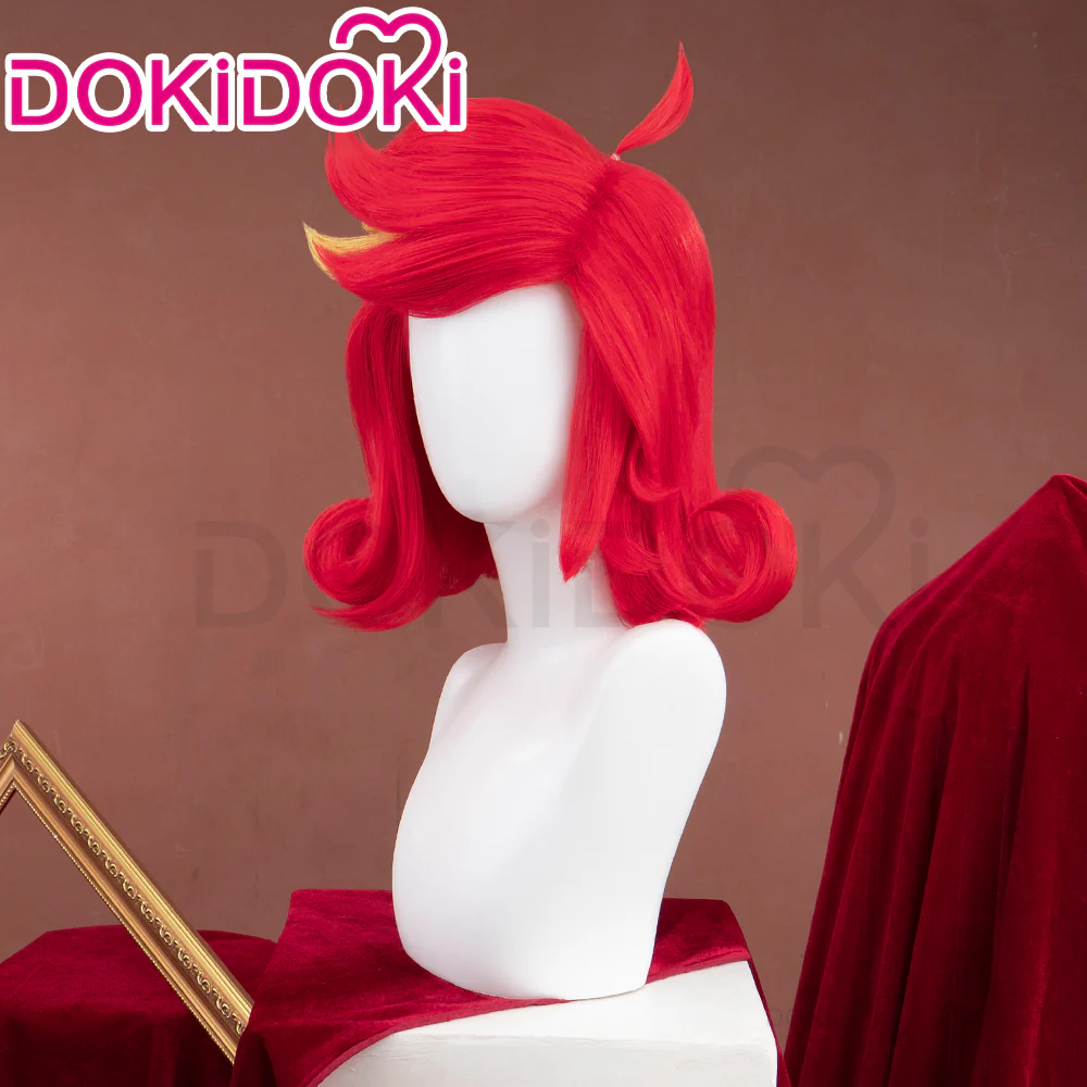 【Pre Crimped 】DokiDoki Anime Hell Hotel Cosplay Wig Short Curly Red Yellow Hair - Image 3