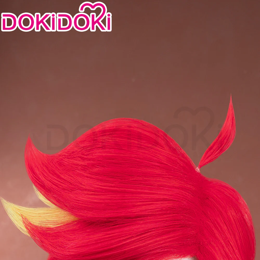【Pre Crimped 】DokiDoki Anime Hell Hotel Cosplay Wig Short Curly Red Yellow Hair - Image 4