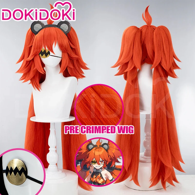 【Wig Ready For Ship】【Pre Crimped 】DokiDoki Game Zenless Zone Zero Cosplay Koleda Belobog Wig / Eyeshade Long Straight Orange Red Hair