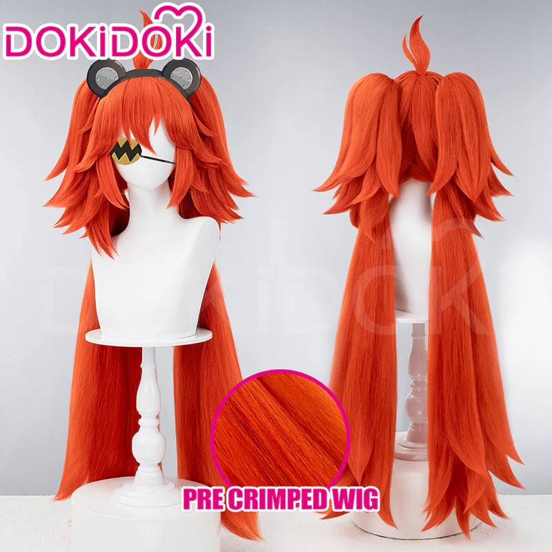 【Wig Ready For Ship】【Pre Crimped 】DokiDoki Game Zenless Zone Zero Cosplay Koleda Belobog Wig / Eyeshade Long Straight Orange Red Hair - Image 3
