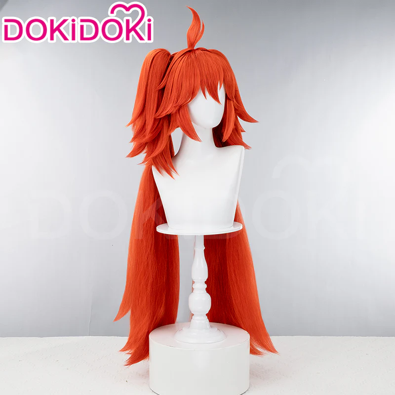 【Wig Ready For Ship】【Pre Crimped 】DokiDoki Game Zenless Zone Zero Cosplay Koleda Belobog Wig / Eyeshade Long Straight Orange Red Hair - Image 4