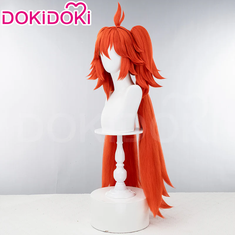 【Wig Ready For Ship】【Pre Crimped 】DokiDoki Game Zenless Zone Zero Cosplay Koleda Belobog Wig / Eyeshade Long Straight Orange Red Hair - Image 5
