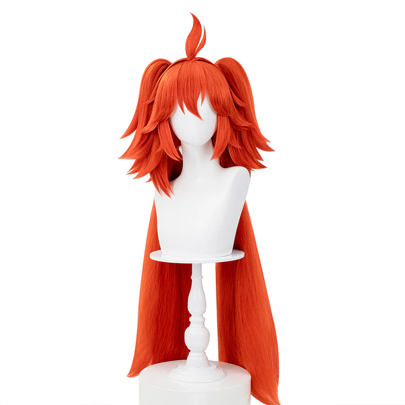 【Wig Ready For Ship】【Pre Crimped 】DokiDoki Game Zenless Zone Zero Cosplay Koleda Belobog Wig / Eyeshade Long Straight Orange Red Hair - Image 8