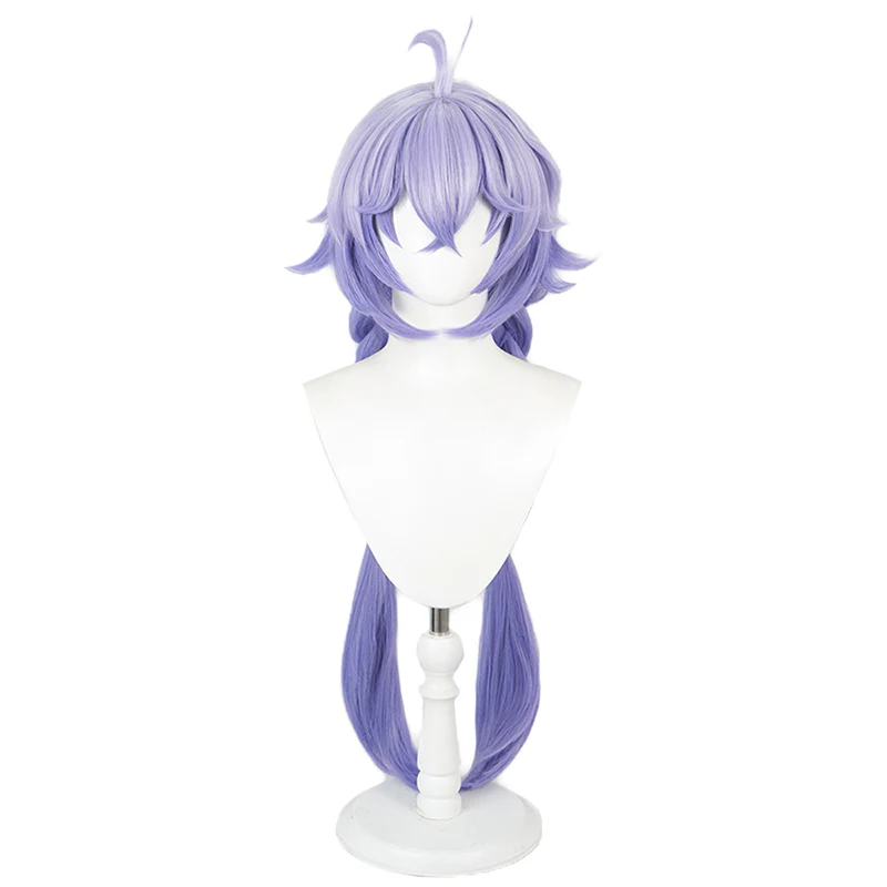 【Ready For Ship】DokiDoki Game Honkai: Star Rail Cosplay Bailu Wig/ Horn/Necklace/Hair Accessories  Long Straight Purple Hair - Image 5