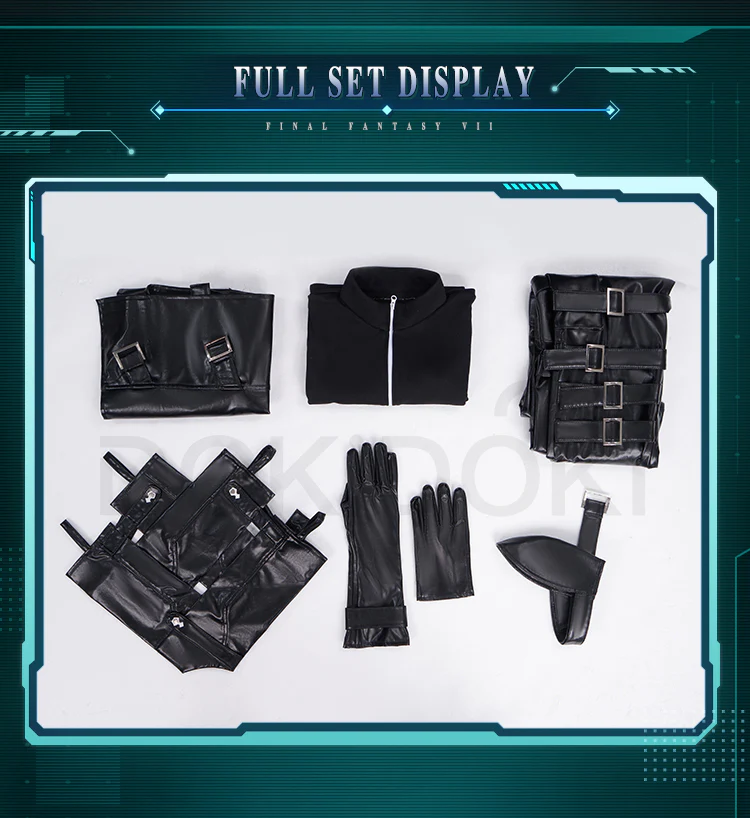 【Size S-2XL】DokiDoki-R Cosplay Clooud Striffe Black Costume - Image 6