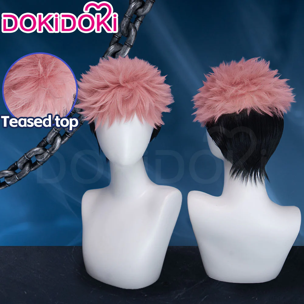 Dokidoki Anime Cosplay Wig Short Pink Black Hair Halloween