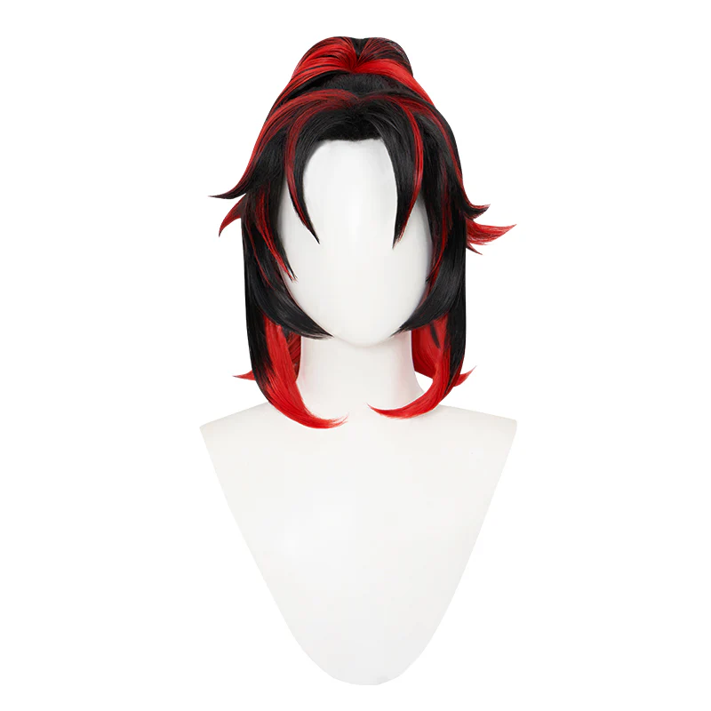 【Ready For Ship】DokiDoki Anime Cosplay Wig Long Pony Tail Black Red Hair - Image 4