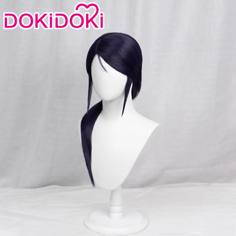 DokiDoki Anime Cosplay Wig Tie Hair Version Straight Dark Purple - Image 2