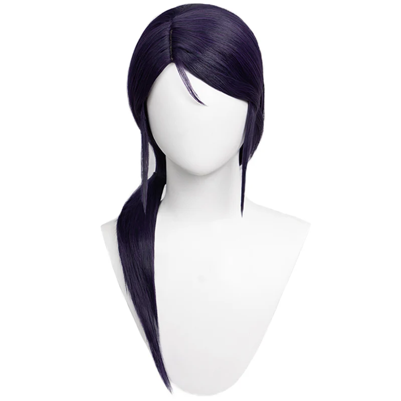 DokiDoki Anime Cosplay Wig Tie Hair Version Straight Dark Purple - Image 5