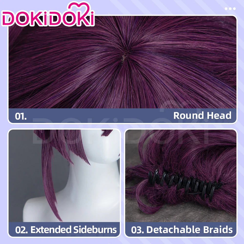 【Ready For Ship】DokiDoki Anime Hell's Paradise: Jigokuraku Cosplay Yuzuriha Wig Short Purple Hair Updo - Image 4