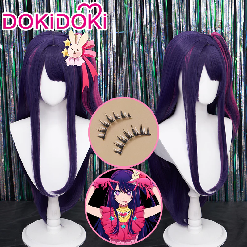 【Ready For Ship】DokiDoki Anime Oshi no Ko Cosplay Hoshino Ai Wig / Fake Eyelashes / Head Accessory Long Straight Purple Pink