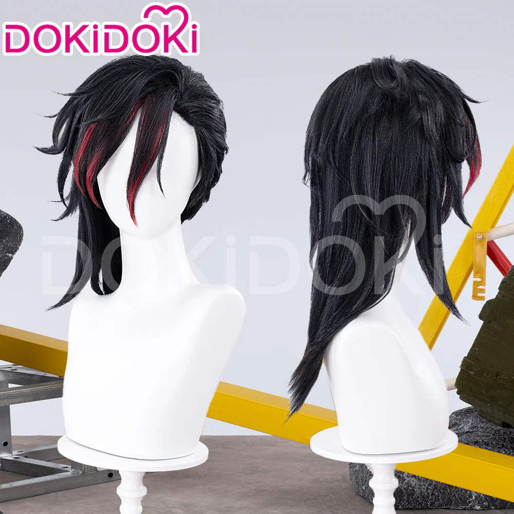 【Partially Ready For Ship】DokiDoki Game Cosplay Cosplay Wig / Earrings / Nose Ring / Tattoo / Goggle Curly Red / Young Version Black-Red / Gradient Color Matching Reverse Warping - Image 4