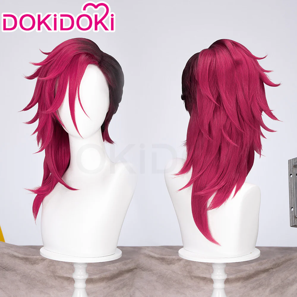 【Partially Ready For Ship】DokiDoki Game Cosplay Cosplay Wig / Earrings / Nose Ring / Tattoo / Goggle Curly Red / Young Version Black-Red / Gradient Color Matching Reverse Warping - Image 5