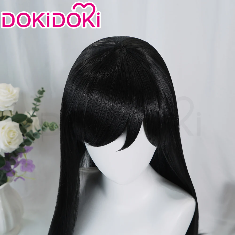 【Ready For Ship】DokiDoki Game Cosplay Wig Long Straight Black Hair - Image 4