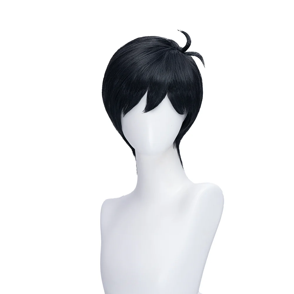 【Ready For Ship】DokiDoki Game Cosplay Wig Short Straight Black Hair - Image 5