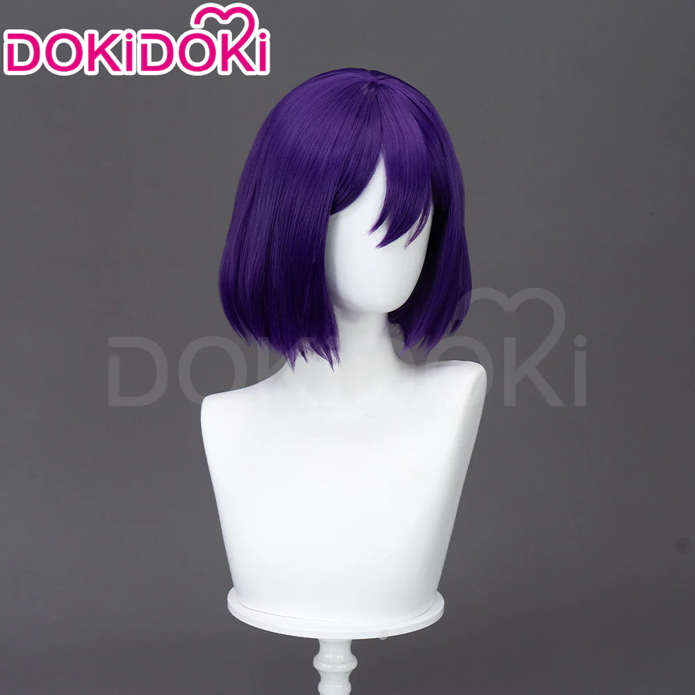 【Ready For Ship】DokiDoki Game Cosplay Wig Short Straight Purple Hair - Image 2