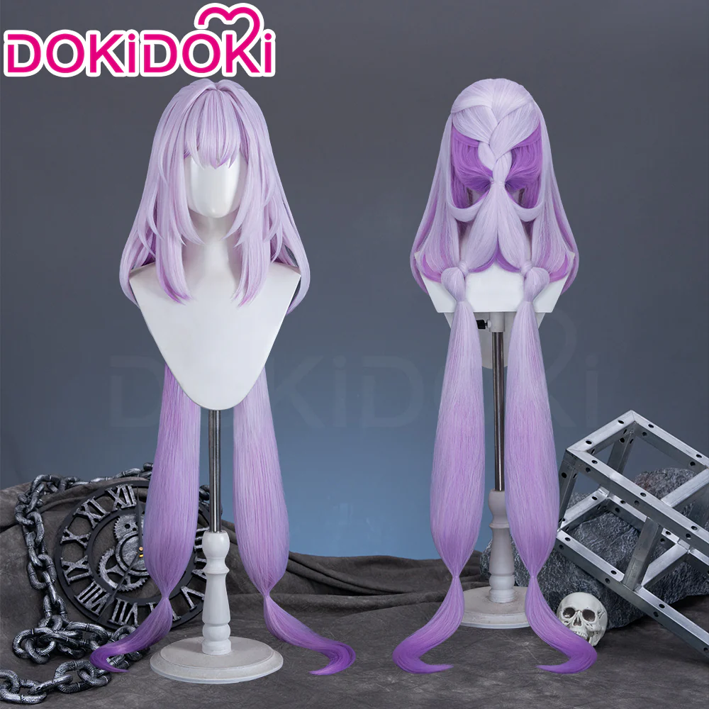 【Ready For Ship】DokiDoki Game Honkai: Star Rail Cosplay Castorice Cosplay Wig / Headwear Ears / Earrings Ear Clips Ear Accessories  Long Straight Purple Hair Twin Ponytails - Image 3