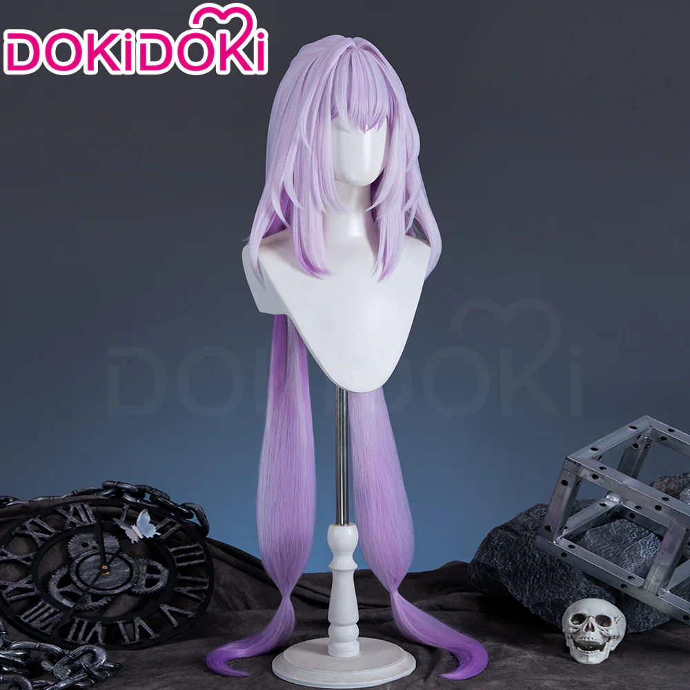 【Ready For Ship】DokiDoki Game Honkai: Star Rail Cosplay Castorice Cosplay Wig / Headwear Ears / Earrings Ear Clips Ear Accessories  Long Straight Purple Hair Twin Ponytails - Image 6