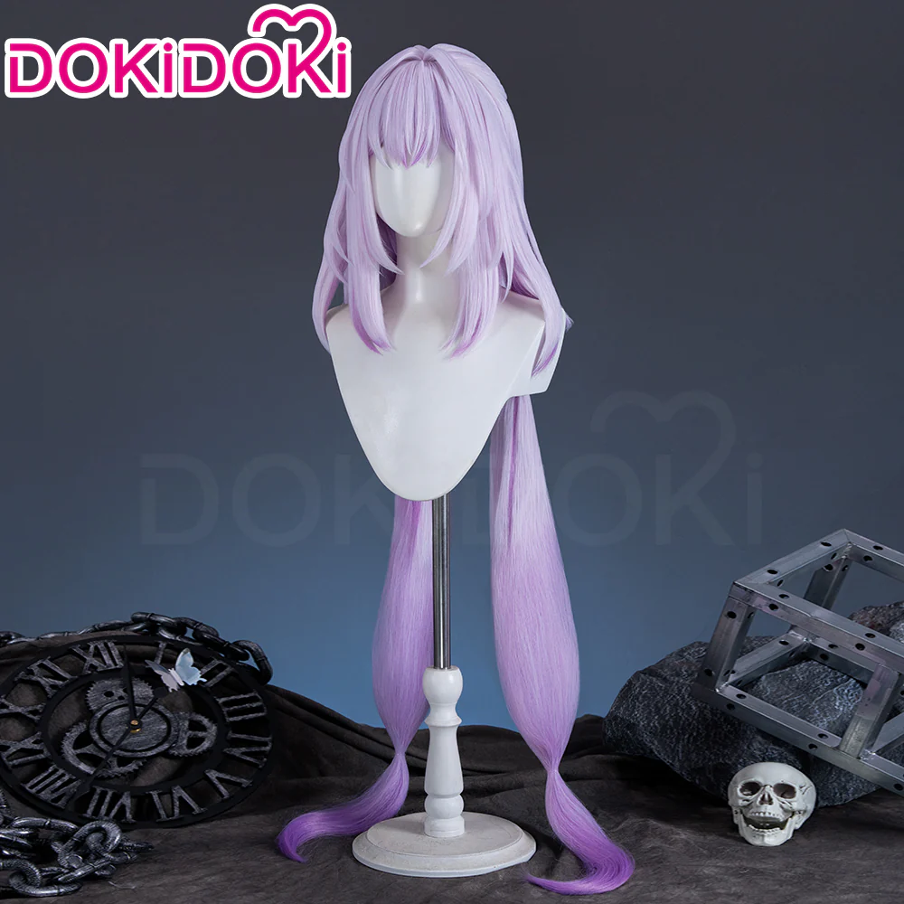 【Ready For Ship】DokiDoki Game Honkai: Star Rail Cosplay Castorice Cosplay Wig / Headwear Ears / Earrings Ear Clips Ear Accessories  Long Straight Purple Hair Twin Ponytails - Image 7