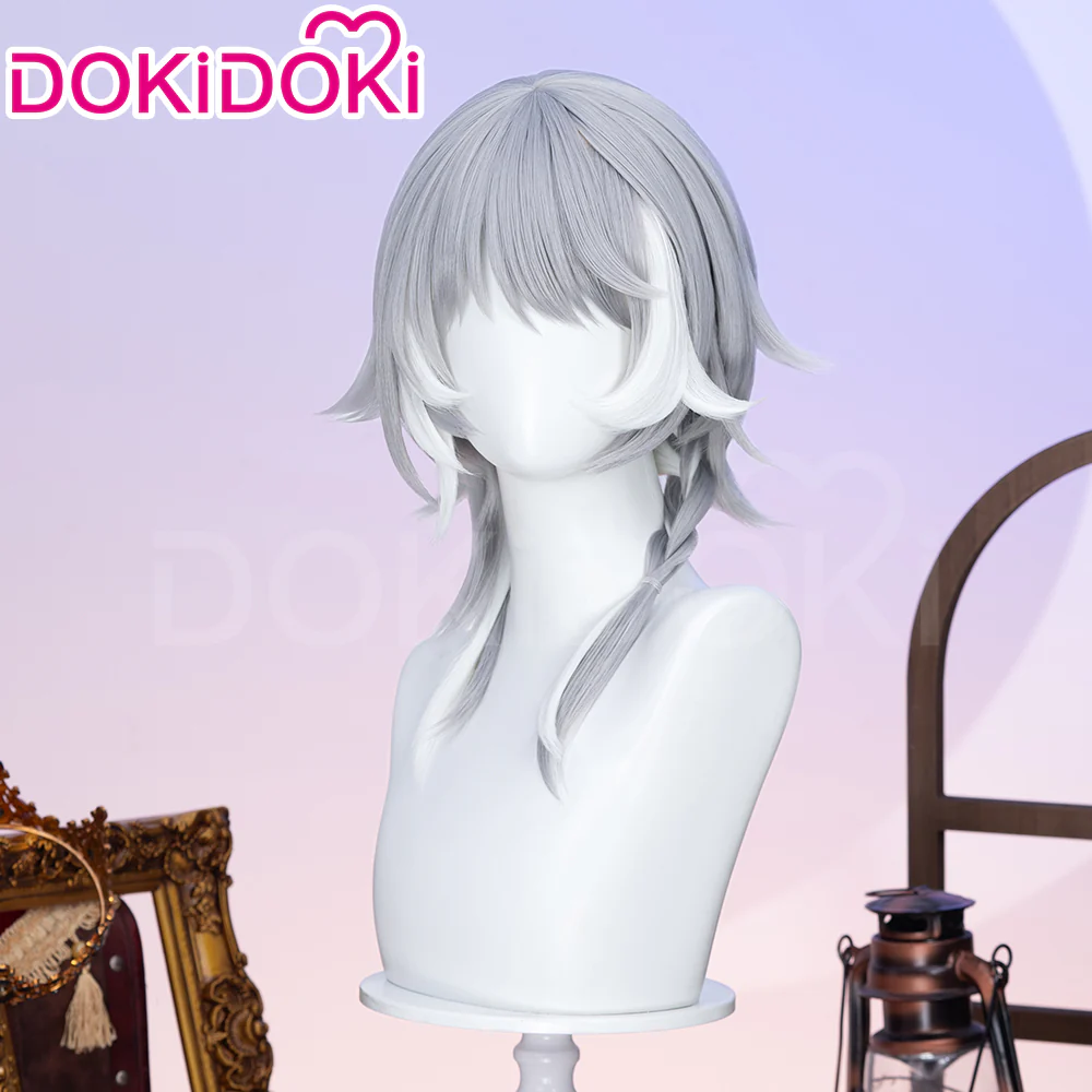 DokiDoki Game Honkai: Star Rail Cosplay Cipher Wig Long Straight Blue Gray White Highlights Hair - Image 3
