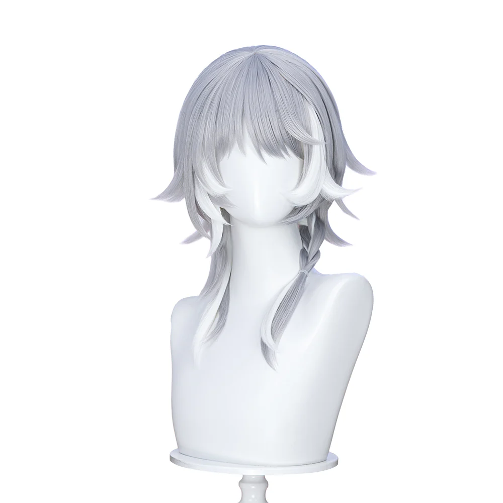 DokiDoki Game Honkai: Star Rail Cosplay Cipher Wig Long Straight Blue Gray White Highlights Hair - Image 5