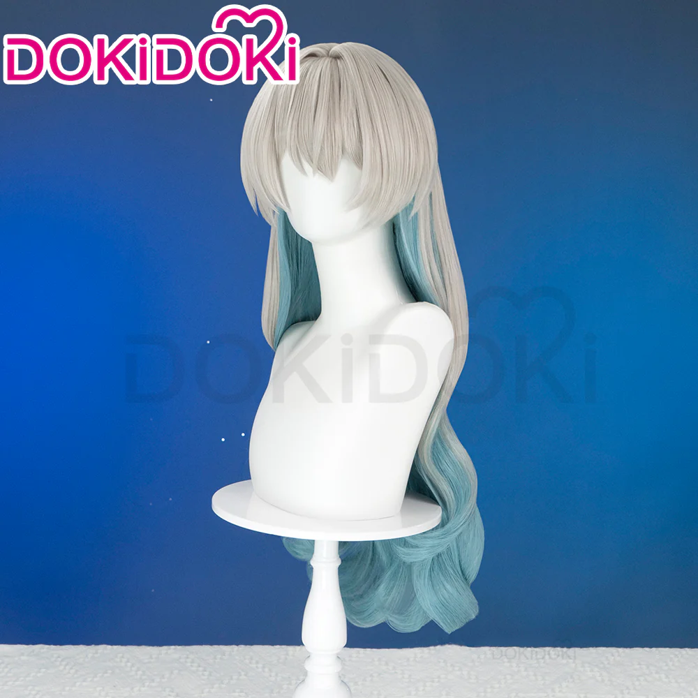 【Ready For Ship】DokiDoki Game Honkai: Star Rail Cosplay Firefly Wig Long Curly Grey Green Wig / Headpiece Headwear - Image 3