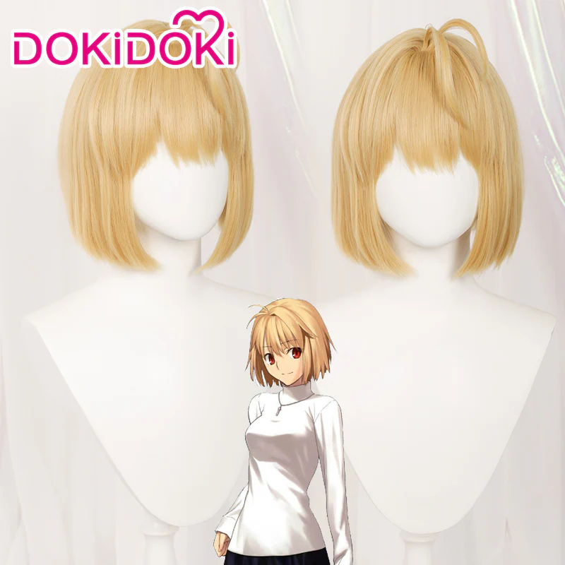 【Ready For Ship】DokiDoki Game Tsukihime Cosplay Wig Arcueid Brunestud Women Short Golden
