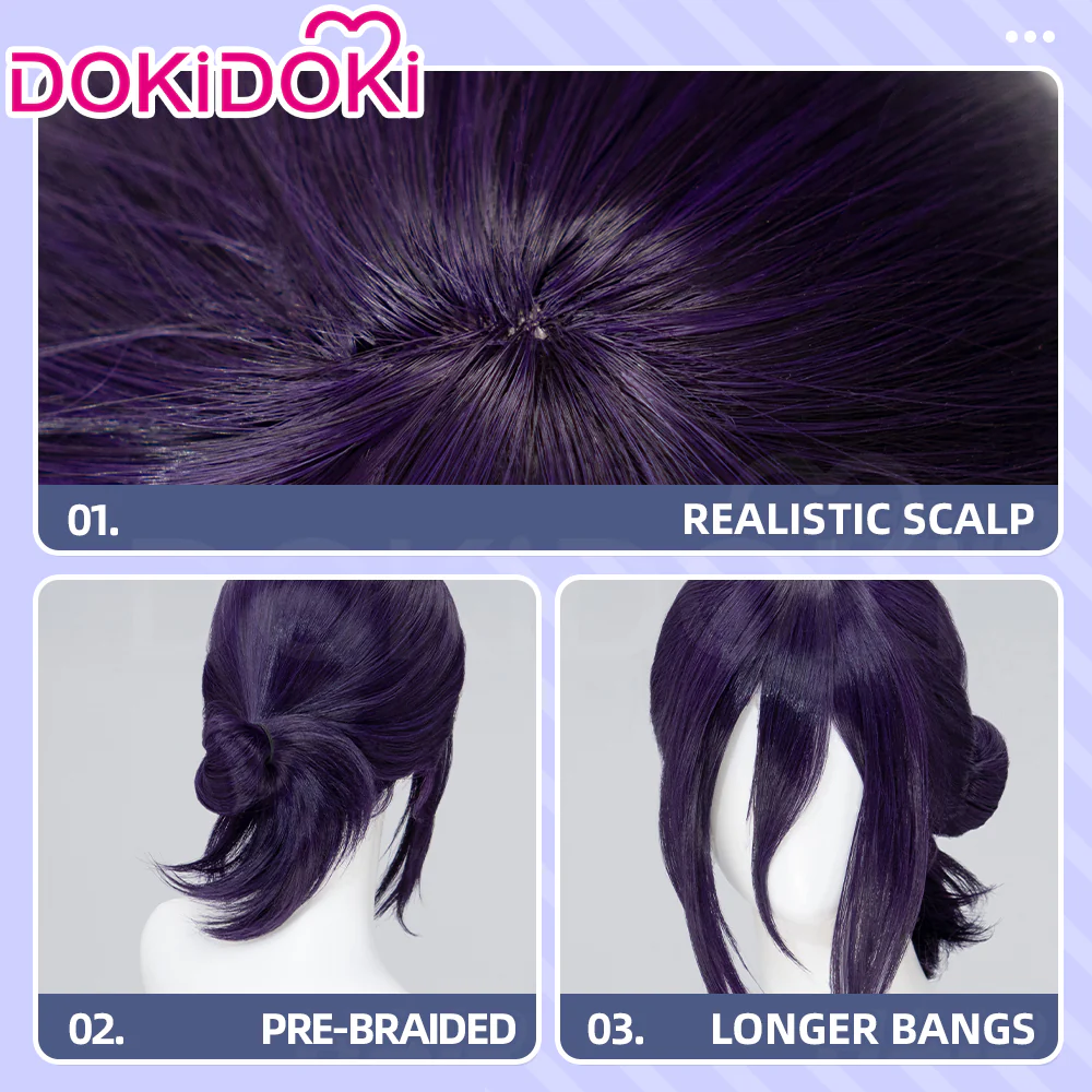【Movie Ver Ready For Ship】DokiDoki Manga Coslay Wig / Choker Women Purple Halloween - Image 6