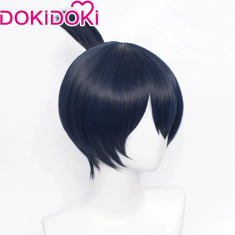 【Wig Ready For Ship】Dokidoki Mange Anime Cosplay  Wig Men Halloween Short Dark Blue /Earring - Image 2