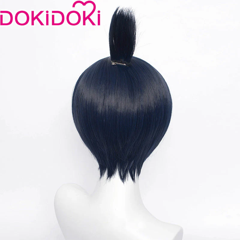 【Wig Ready For Ship】Dokidoki Mange Anime Cosplay  Wig Men Halloween Short Dark Blue /Earring - Image 3