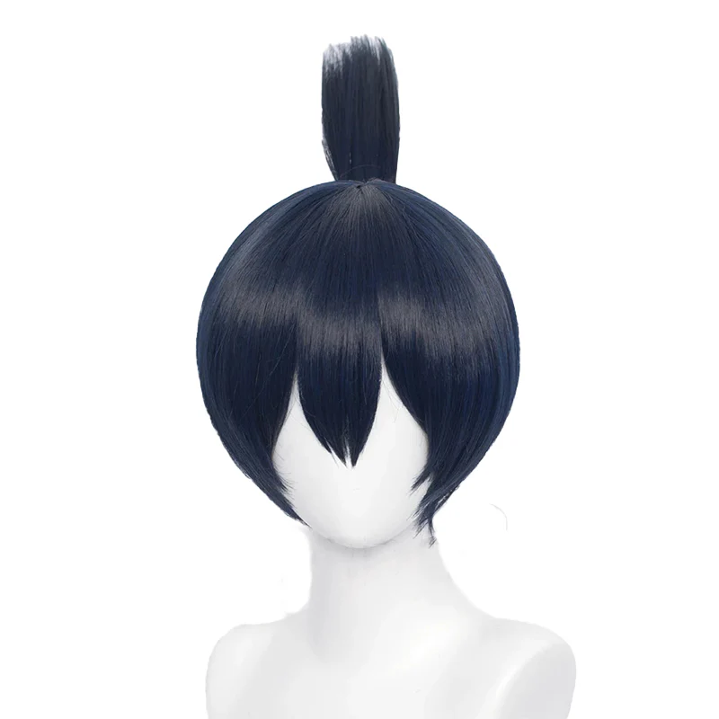 【Wig Ready For Ship】Dokidoki Mange Anime Cosplay  Wig Men Halloween Short Dark Blue /Earring - Image 4