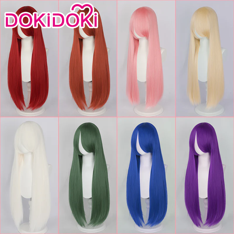 【Last Batch】【Ready For Ship】【Matte Wig】Dokidoki Universal Wig Pink/Red/Blond/Orange/Blue/Green/Purple/White 80 CM Long Straight Wig