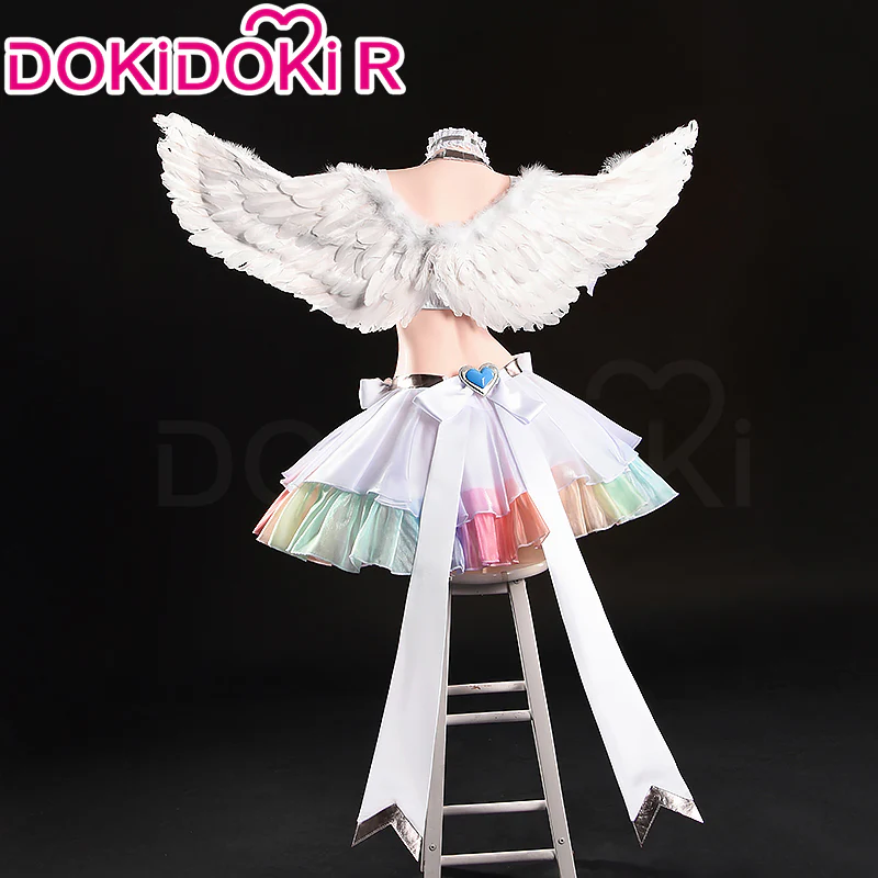 【Size S-2XL】DokiDoki-R Anime Cosplay Costume White Angel Dress Blue Heart - Image 2