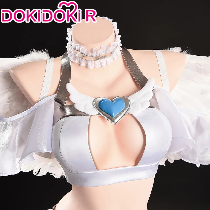 【Size S-2XL】DokiDoki-R Anime Cosplay Costume White Angel Dress Blue Heart - Image 3