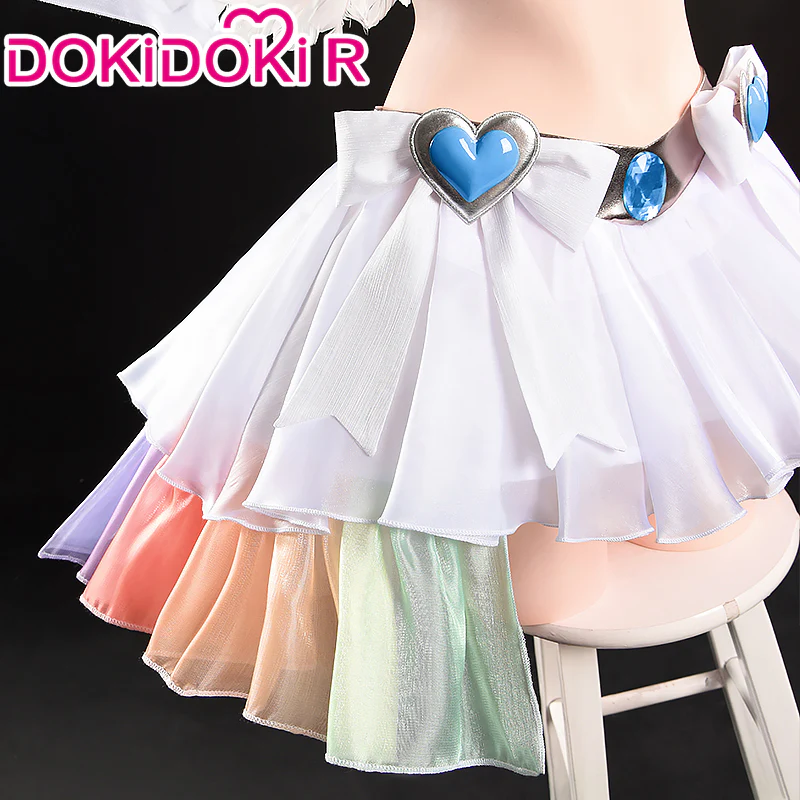 【Size S-2XL】DokiDoki-R Anime Cosplay Costume White Angel Dress Blue Heart - Image 4