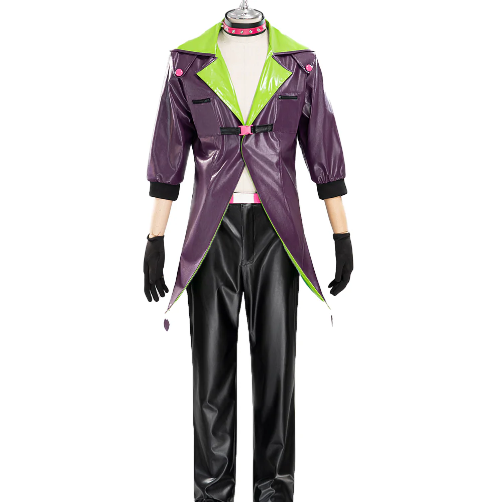 【Size S-2XL】DokiDoki-N Anime Cosplay Purple Green Clown Costume - Image 5