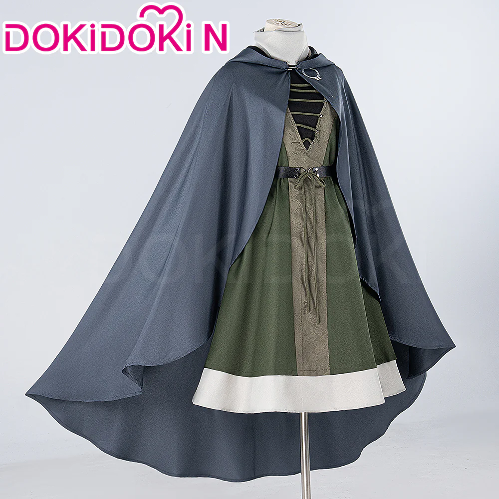 【In Stock】【Size S-2XL】Dokidoki-N Game Cosplay Costume Green Dress Dusty Blue Cape - Image 2