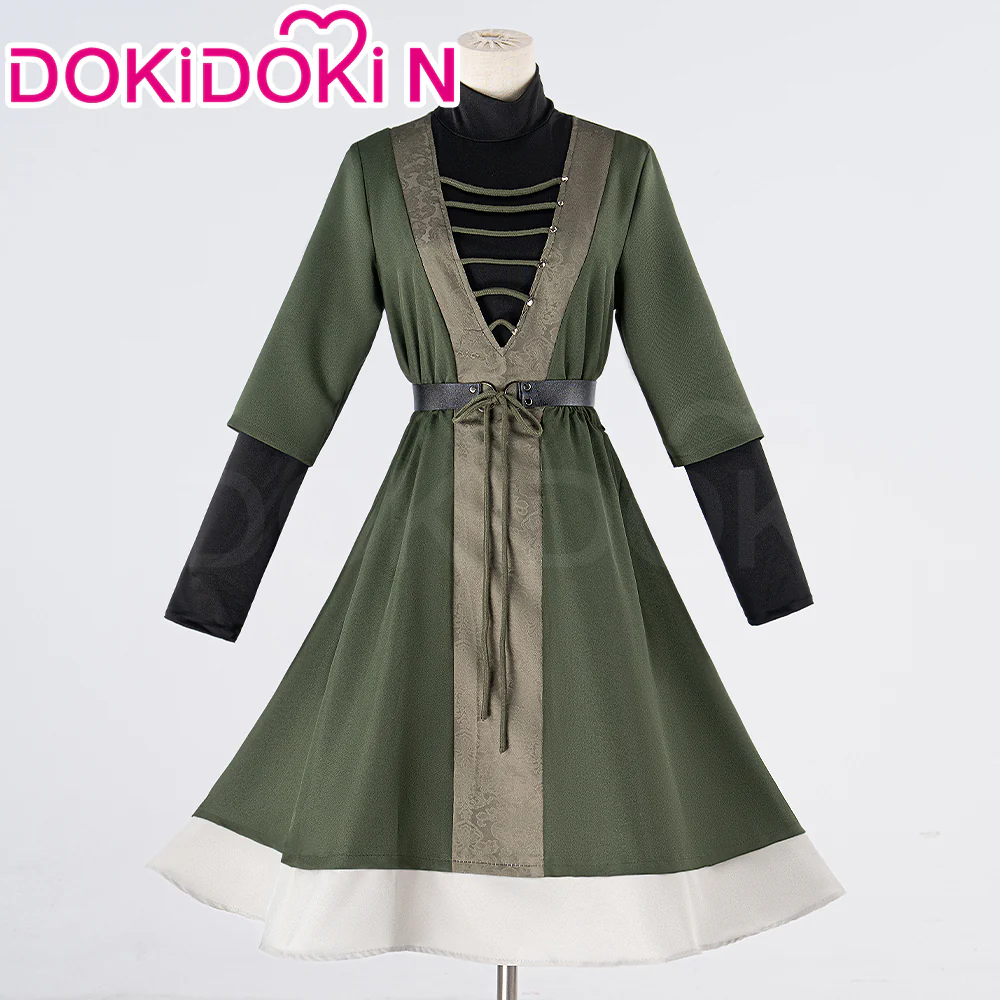 【In Stock】【Size S-2XL】Dokidoki-N Game Cosplay Costume Green Dress Dusty Blue Cape - Image 4