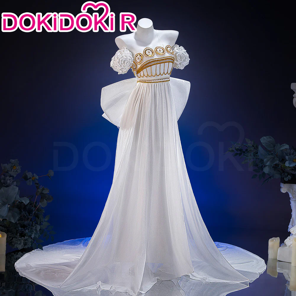 【Size S-2XL】DokiDoki-R Anime Cosplay Costume Princess White Gold Dress
