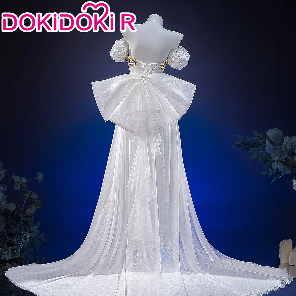 【Size S-2XL】DokiDoki-R Anime Cosplay Costume Princess White Gold Dress - Image 3