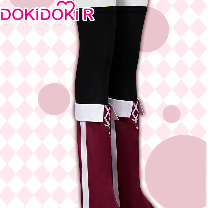 【Size S-2XL】DokiDoki-R Anime Cosplay Costume Red Dress Pink Ruffled Hem - Image 4