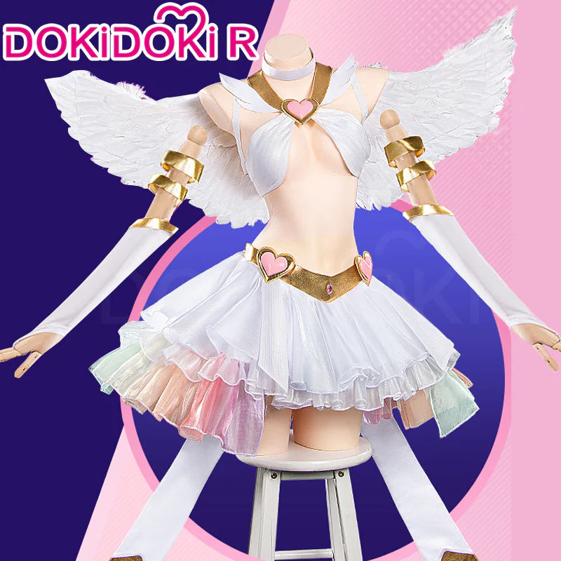 【Partially Ready For Ship】【Size S-2XL】DokiDoki-R Anime Cosplay Costume White Angel Dress Pink Heart