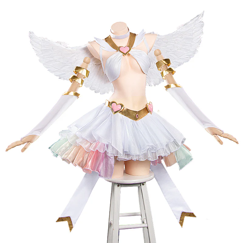 【Partially Ready For Ship】【Size S-2XL】DokiDoki-R Anime Cosplay Costume White Angel Dress Pink Heart - Image 5