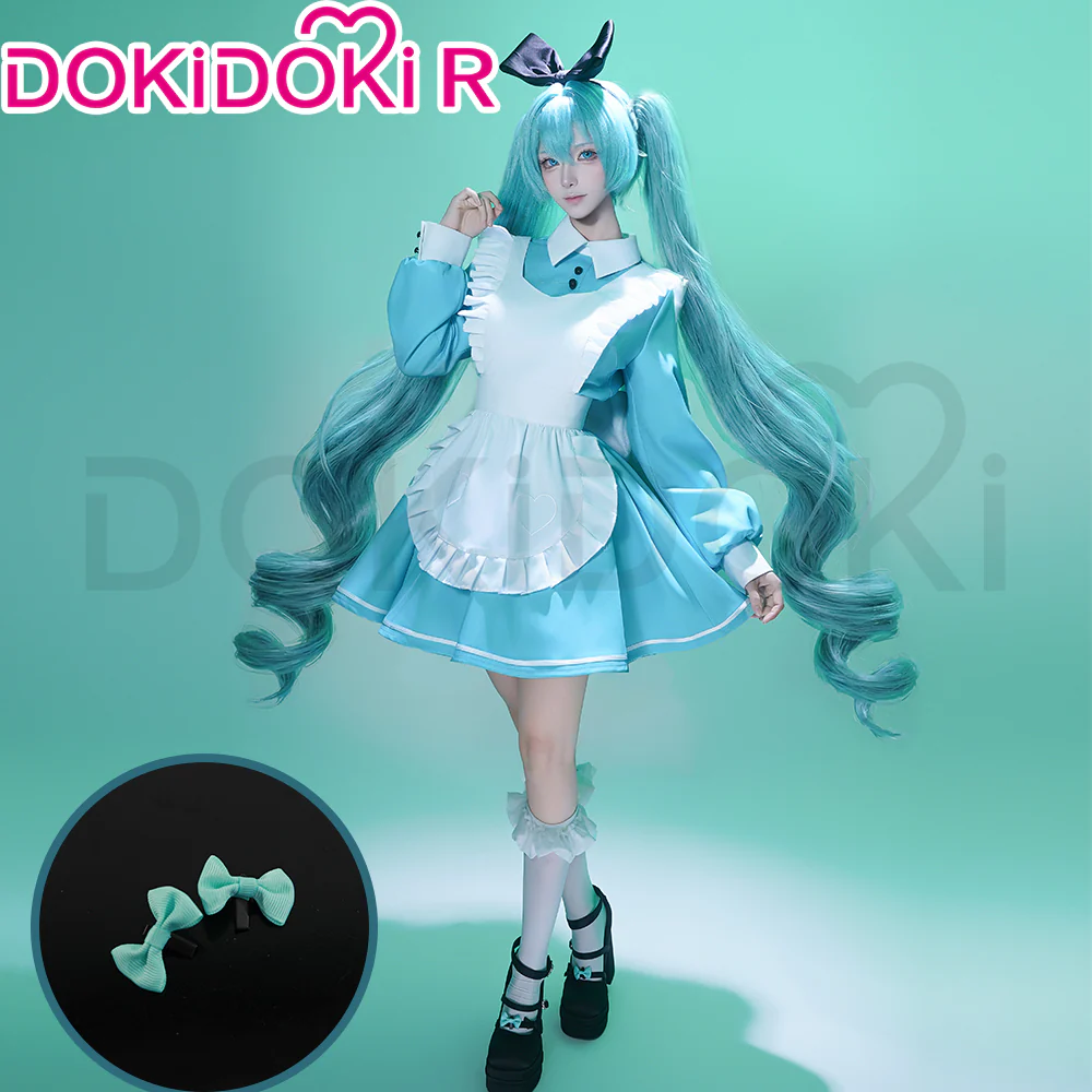 【Size S-2XL】DokiDoki-R Cosplay Maid Costume Blue White Wonderland Outfit