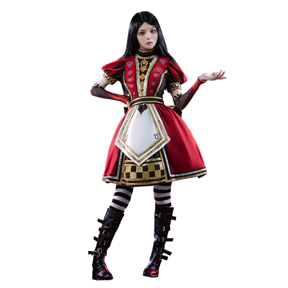 【Size S-2XL】DokiDoki-R Game Alice: Madness Returns Cosplay Alice Costume Royal Suit Red - Image 7